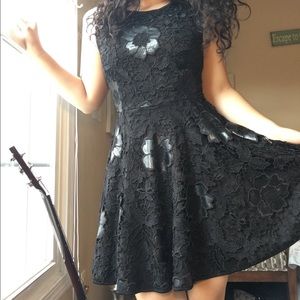 LBD lace,leather black dress