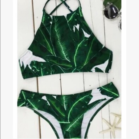 NEW Leaf Print Halter Bikini