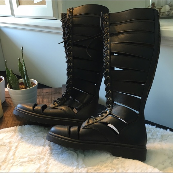 Caged Black Boots
