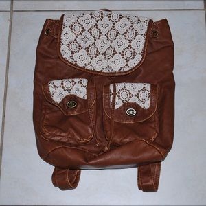 Brown faux leather backpack