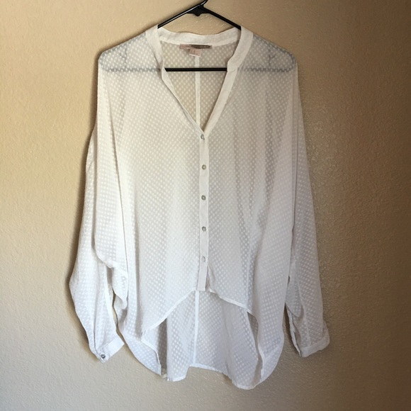 Forever 21 Sheer Long Sleeve High-Low Blouse