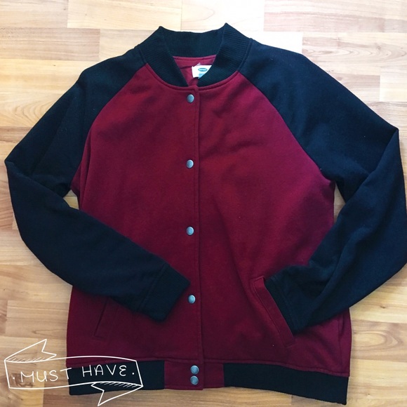 Old Navy- Burgandy & Black Varsity Jacket