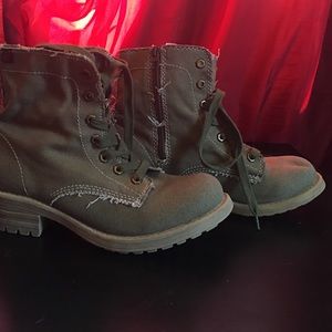 Olive green military boots