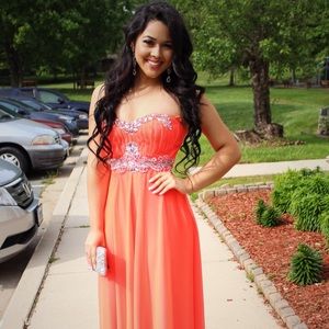 Coral pink prom dress worn only once!