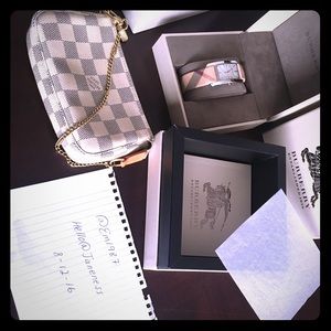 Louis Vuitton mini pochette/Burberry watch