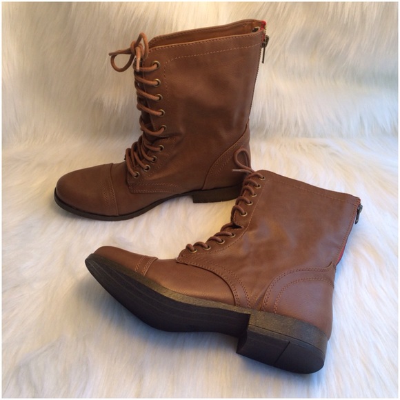 SM New York Shoes - Brown Rue Lace Up Boot with Zip Up Back Never worn