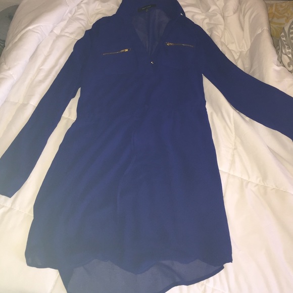 Long sleeve blue sheer dress