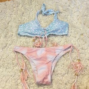 Blue and pink tassel bikini brand new
