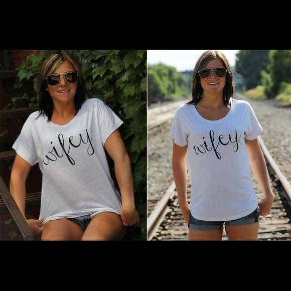 NEW Heather White Wifey Dolman Shirt