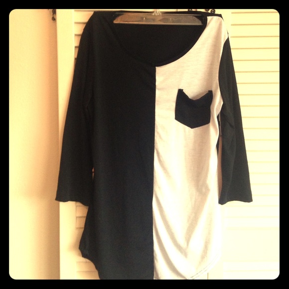1/2 black and white top