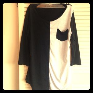 1/2 black and white top