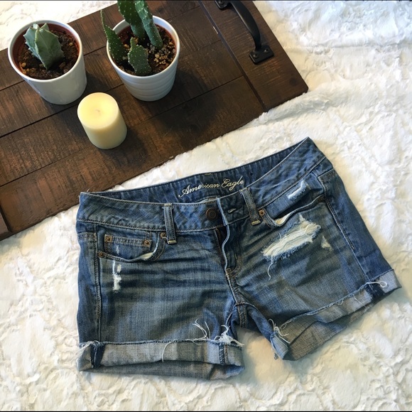 Distressed Denim Jean Shorts
