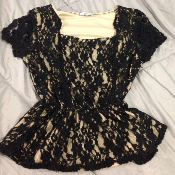 Black lace peplum
