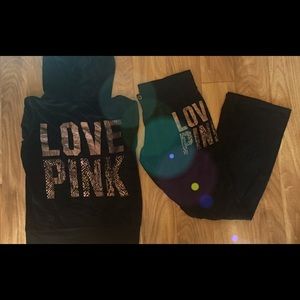 PINK Velour Jumpsuit Two Piece Sweats