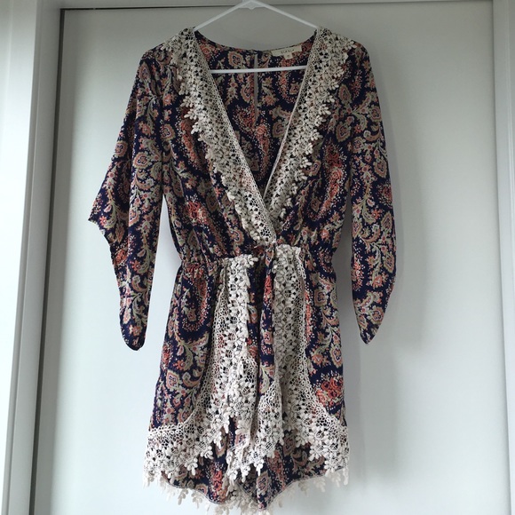 Orang and Blue lace romper!