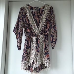 Orang and Blue lace romper!