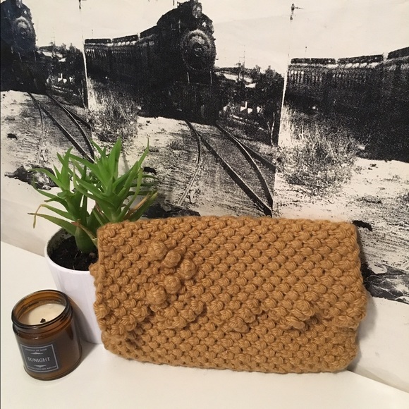 Vintage Crocheted Golden Clutch