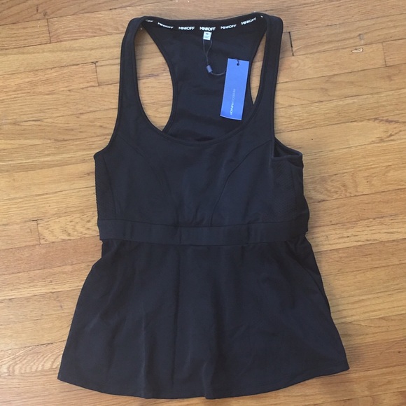 Rebecca Minkoff black peplum "vita" top. NWT.
