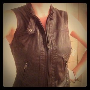 Awesome brown faux leather vest