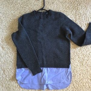J.Crew grey wool sweater w/ cotton shirttail