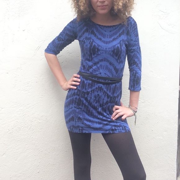 Express blue Ikat print dress/tunic