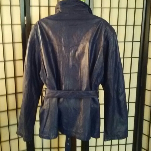 MS Maxima perwinkle leather jacket - Picture 2 of 3