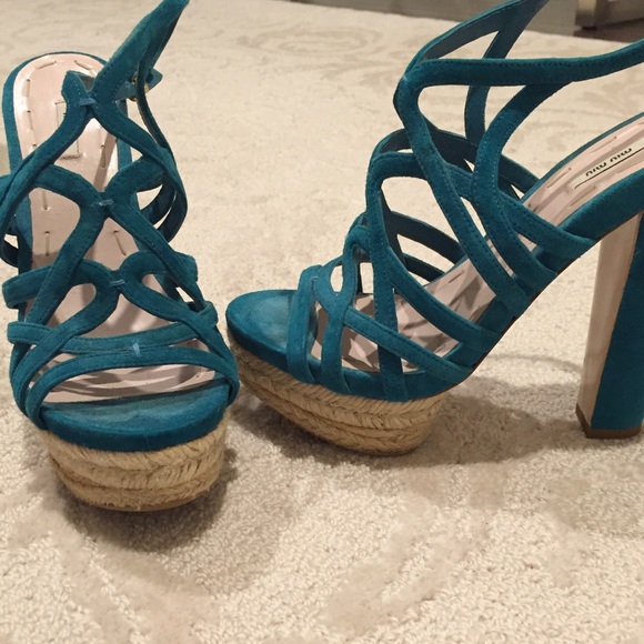 Miu Miu Platform Sandals | eBay UK Miu Miu Turquoise platform sandals