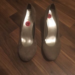 Jessica Simpson suede round toe wedge