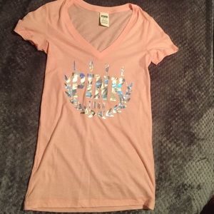 VS PINK XS light pink vneck tshirt. Brand new