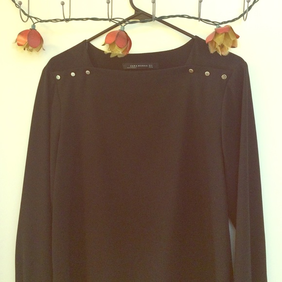 Zara Gold Snap Shoulder/Cuff blouse