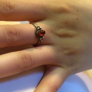 Silver Ring - orange gem stone