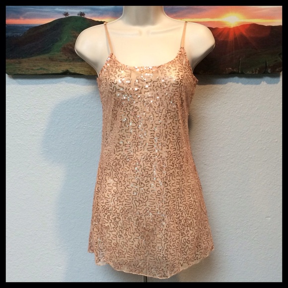 HP: BELLE DU JOUR Peach Sheer Sparkly Cami Top