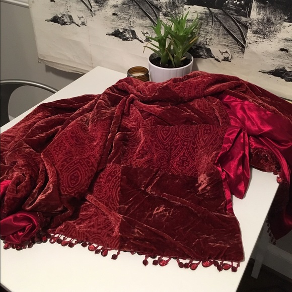 Red Velvet Beaded Throw