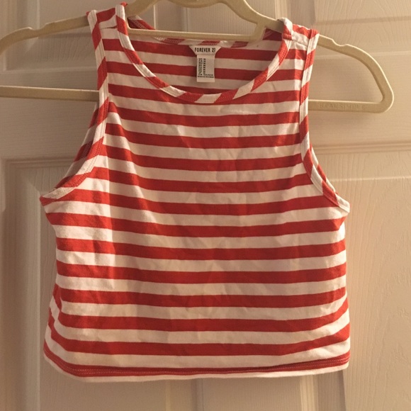 Red and white stripped crop top