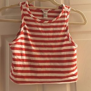 Red and white stripped crop top