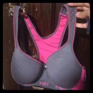 Hot Pink/Gray Sports Bra, 42C