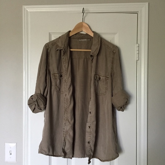 Nordstrom Tops - Olive Halogen button up + lavender Anthro shoes