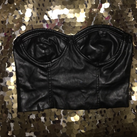 Black Faux Leather Corset