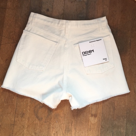 NEW Aerican Apparel High Waist Cutoff Jeans White