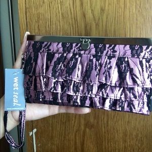 Wet Seal lace ruffle clutch/wallet