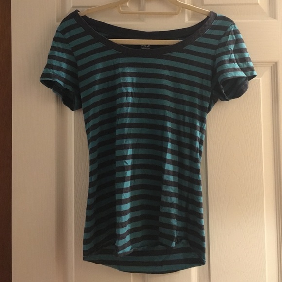 Teal and grey stripped shirt