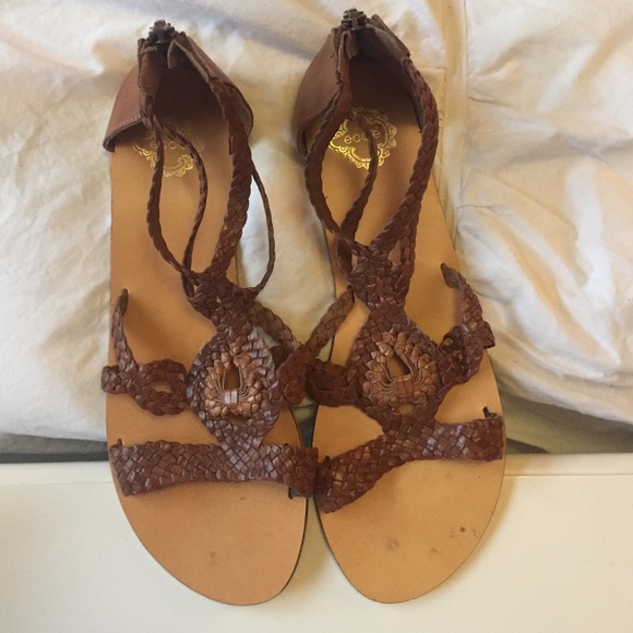 Brown braided sandals
