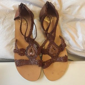 Brown braided sandals