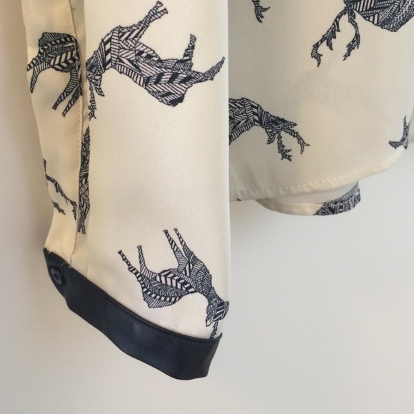 Zara Reindeer button up with Pleather collar - Picture 3 of 3