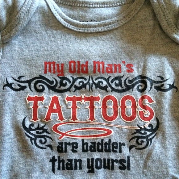 ☠My Dads Tattoos Gray Baby Onesie 3 - 6 months