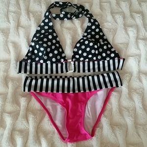 NWOT Polka Dot & Stripe Bikini
