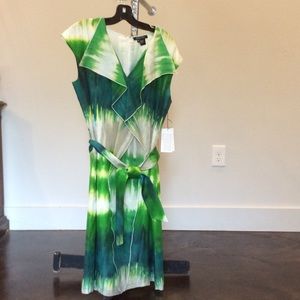 MUST GO Etcetera silk drape neck dress with sash