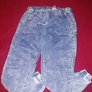 Stone wash jean joggers
