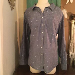 Gray Polka Dot Button Down - PLUS SIZE