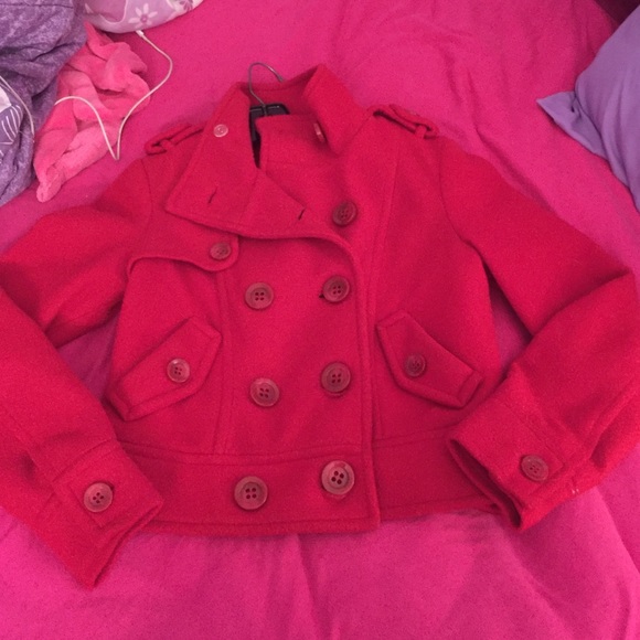 Red pea coat